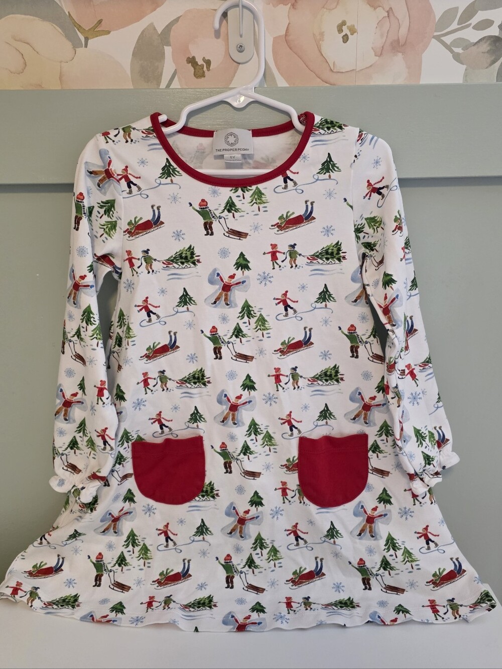 The Proper Peony 5y Or 5t Holiday Ski Print Christmas Winter Dress Smocked Brand